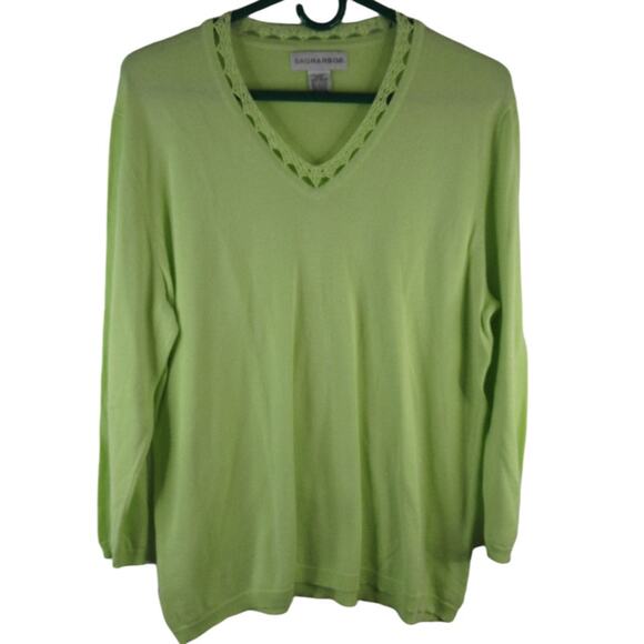 Sag Harbor Lime Bright Green Long sleeve Sweater - Picture 1 of 3